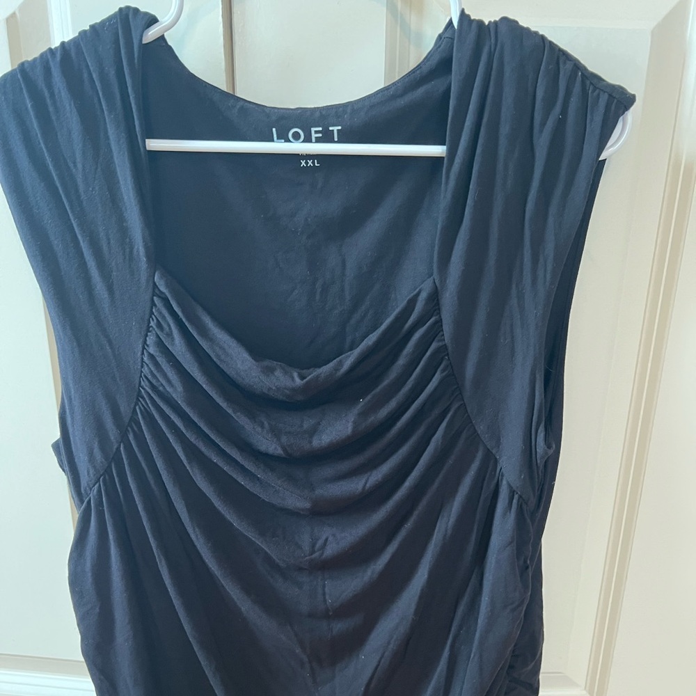 LOFT Black Sleeveless Draped Top
